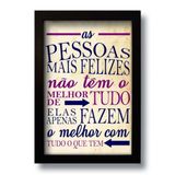 Quadro Decorativo Frase Motivacional As Pessoas 33x43 Cm
