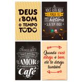 Kit Placas Quadros Decorativos Bebidas Frases 4 Pçs 20x30 Cm