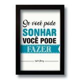 Quadro Decorativo Frase Motivacional Sonhar 33x43 Cm