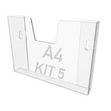 Kit 5 Displays Porta Folha Parede A4 Acrílico Ps Horizontal