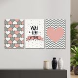 Quadros Decorativos Sala Frase Aqui Tem Amor Kit 3 Placas