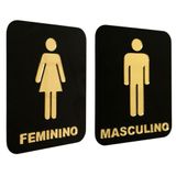 Kit 2 Placas Wc Acrílico Banheiro Masculino Feminino 20x15cm