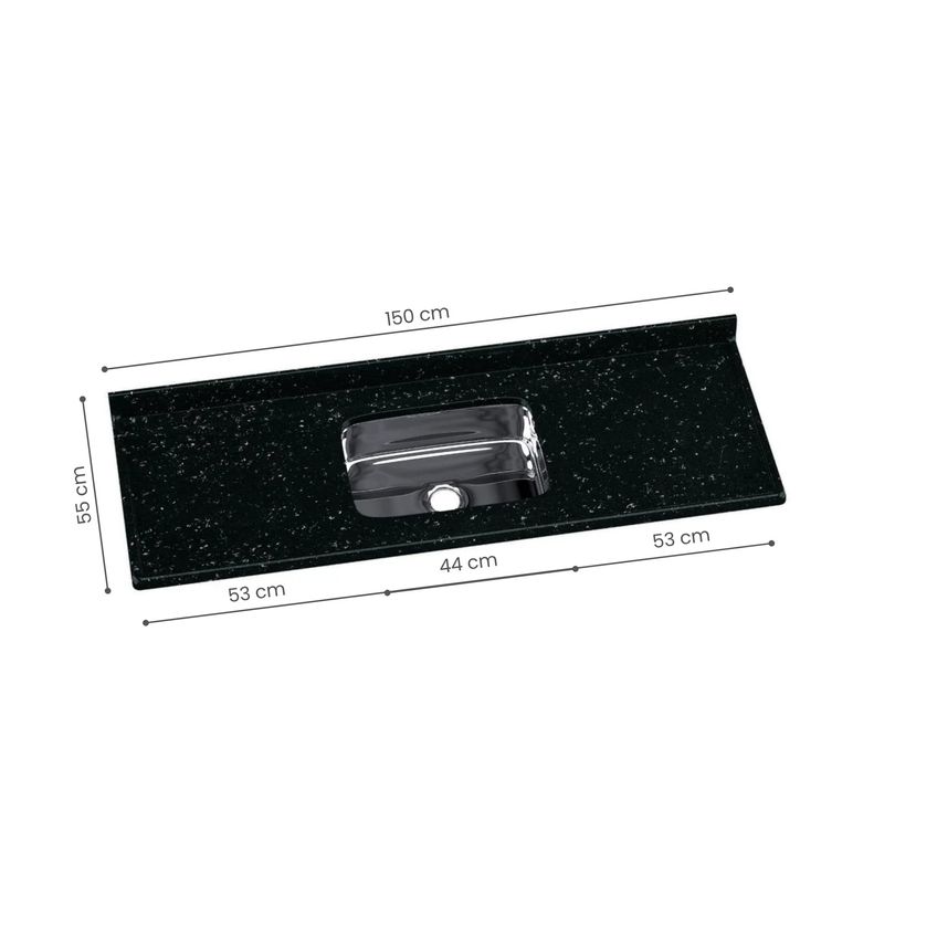 Pia De Cozinha Em Mármore Sintético Com Cuba Em Aço Inox 150cmx55cm - imagem 3