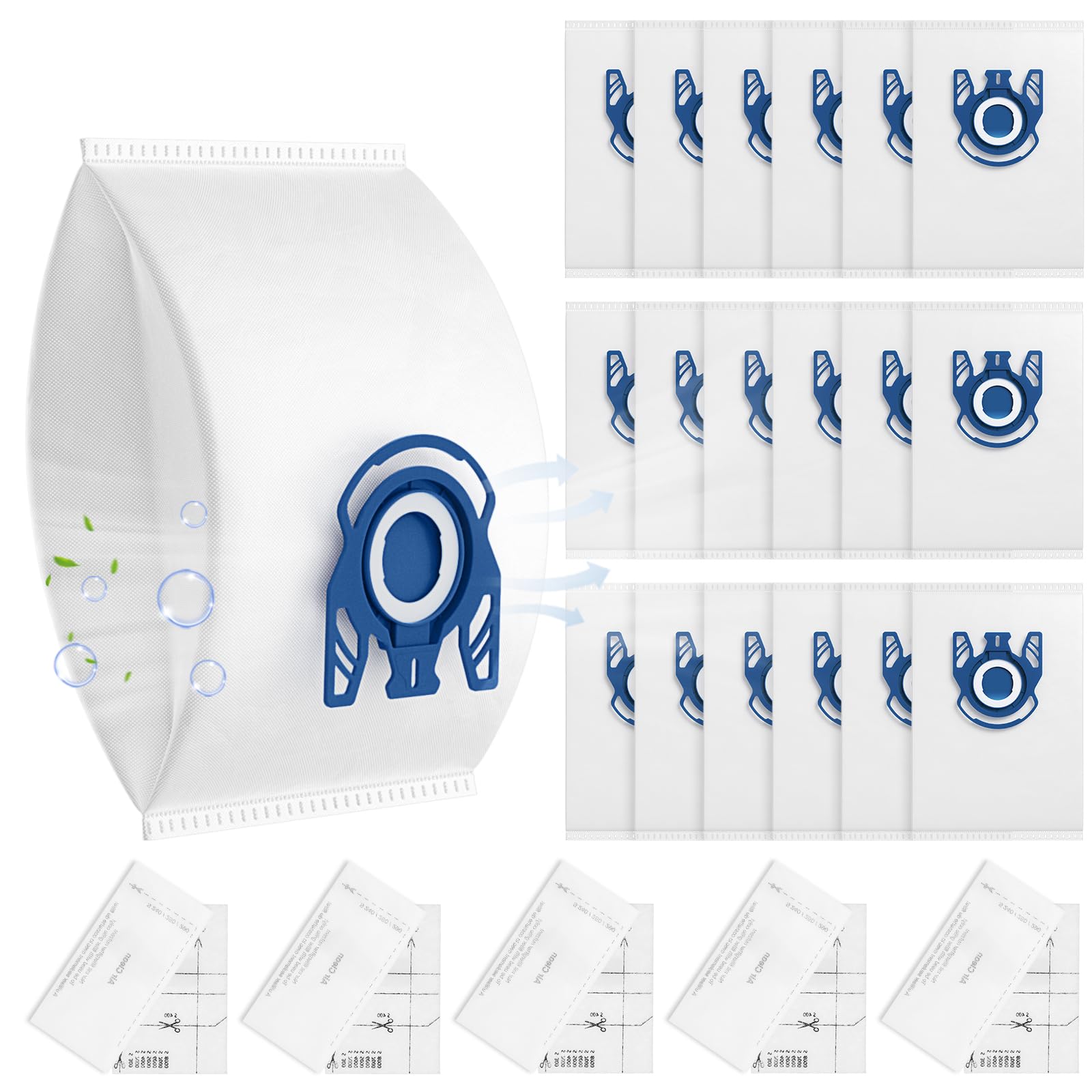 Sacos De Vácuo Linniw 3d Airclean Gn, Pacote Com 20 Unidades Para Aspirador Miele