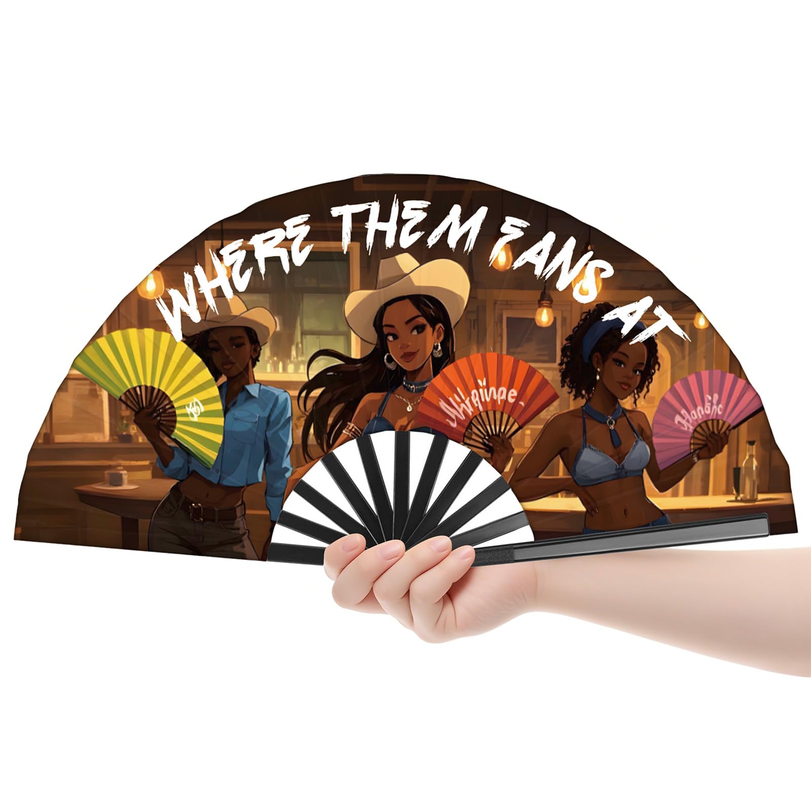 Ventilador De Mão Colorado Heated Concert Com Design Dobrável De 26 Polegadas