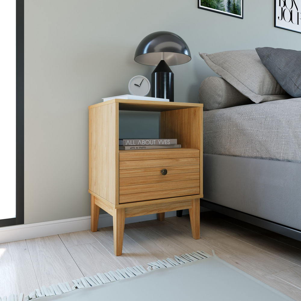 Mesa De Cabeceira Frisada 1 Gaveta Mb1041 Movelbento