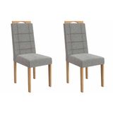 Cadeira Sala De Jantar Flora 2cad161 Madeirado Kit 2 Un Carvalho/boucle Cinza - Kappesberg