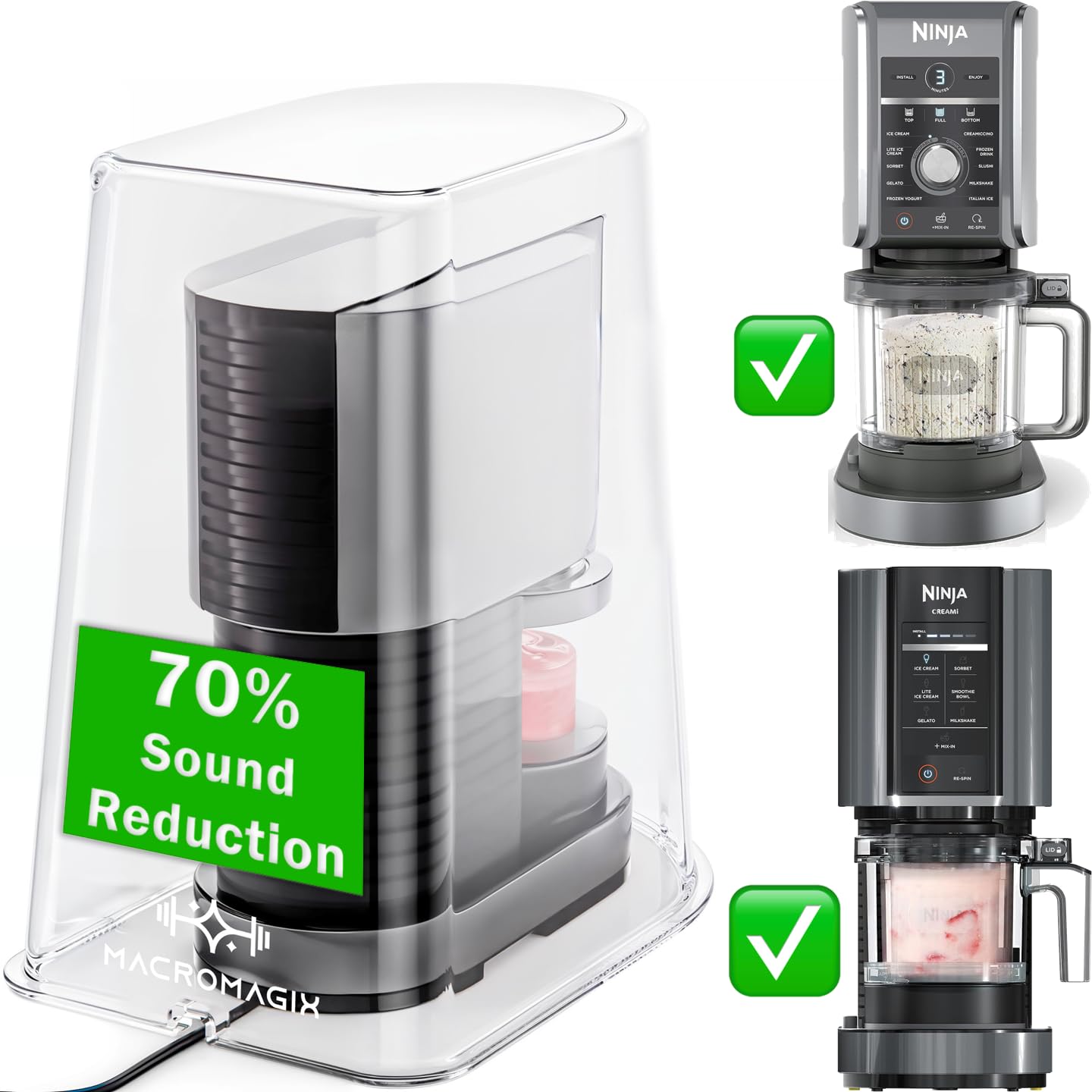 Tampa De Liquidificador Redutora De Som Macromagix Ninja Creami Models