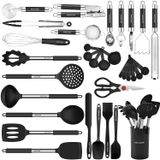 Conjunto De Utensílios De Cozinha Bestzmwk Silicone 32 Peças Com Suporte Preto