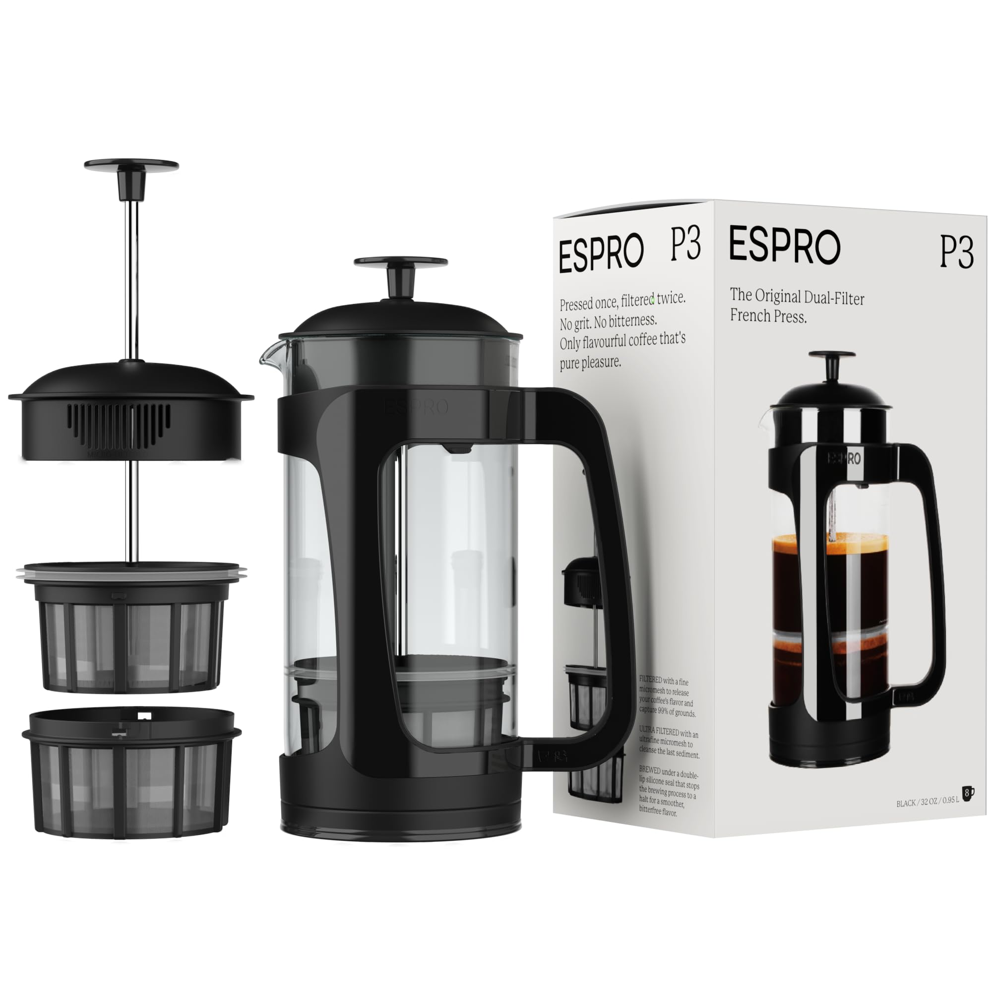 Cafeteira French Press Espro P3 950ml Preta