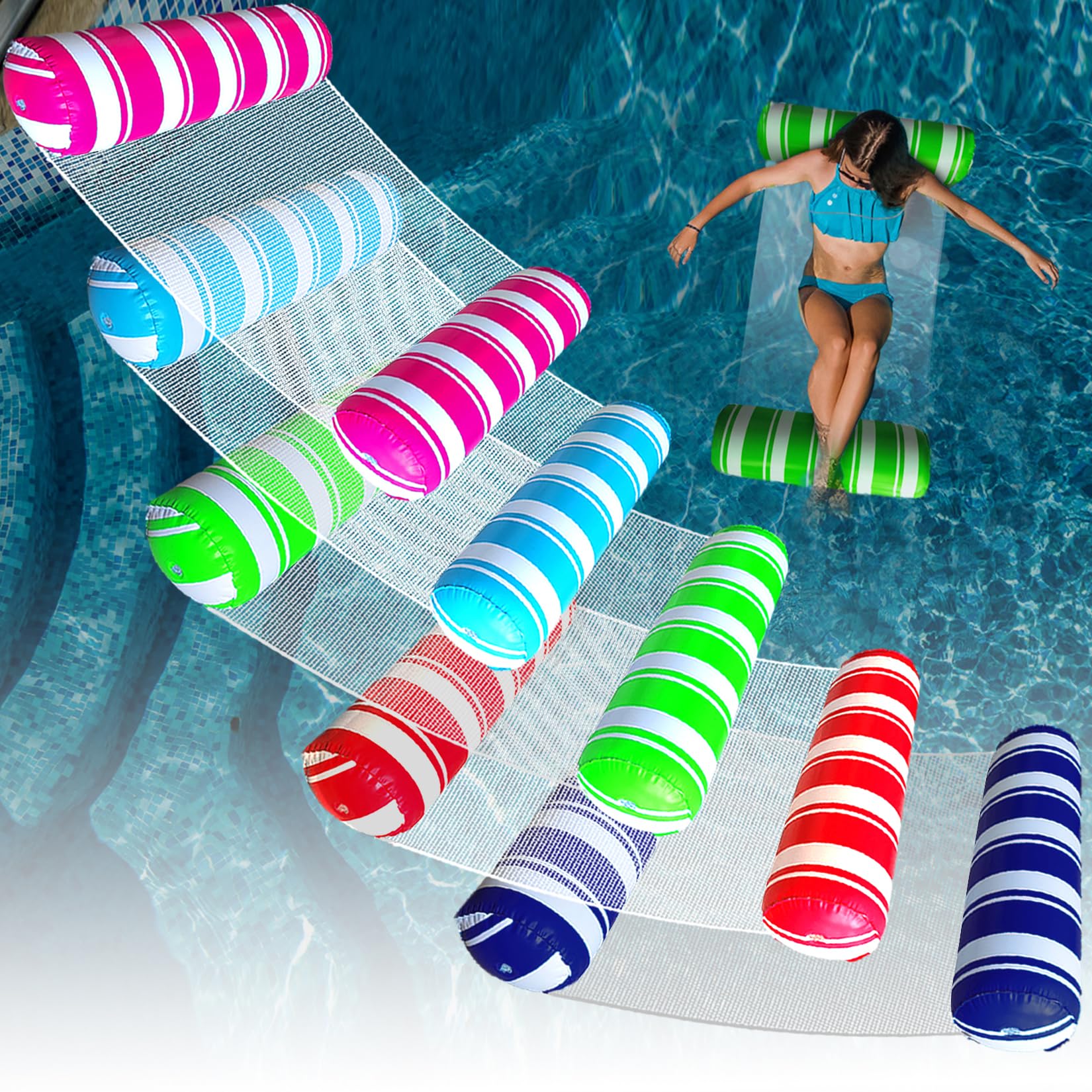 Pool Floats Annil Water Hammock 4 Em 1, Tamanho Adulto, Pacote Com 5