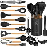 Conjunto De Utensílios De Cozinha Avgpd Silicone Com Alças De Madeira