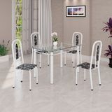 Conjunto De Sala De Jantar Com 4 Cadeiras Lívia Preto / Branco