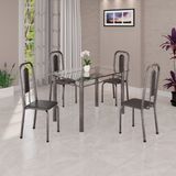 Conjunto De Sala De Jantar Com 4 Cadeiras Lívia Preto / Prata