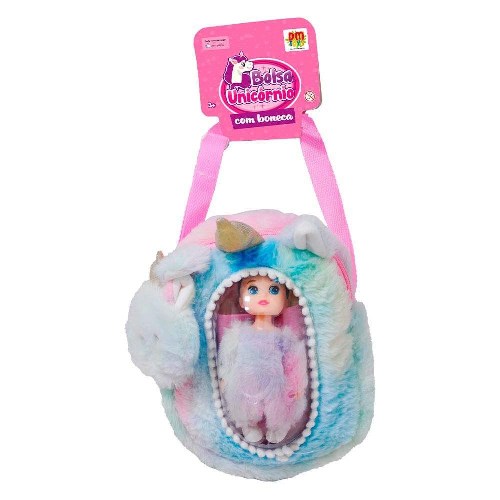 Bolsa Com Boneca Unicornio Com Boneca Morena Dm Toys