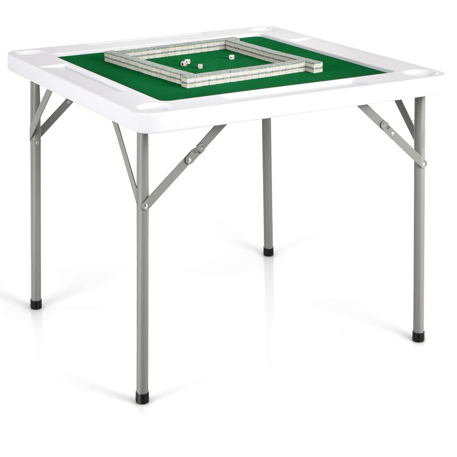 Mesa Dobrável De Mahjong Goplus 35” Quadrada Com Porta-copos E Ranhuras Para Lascas