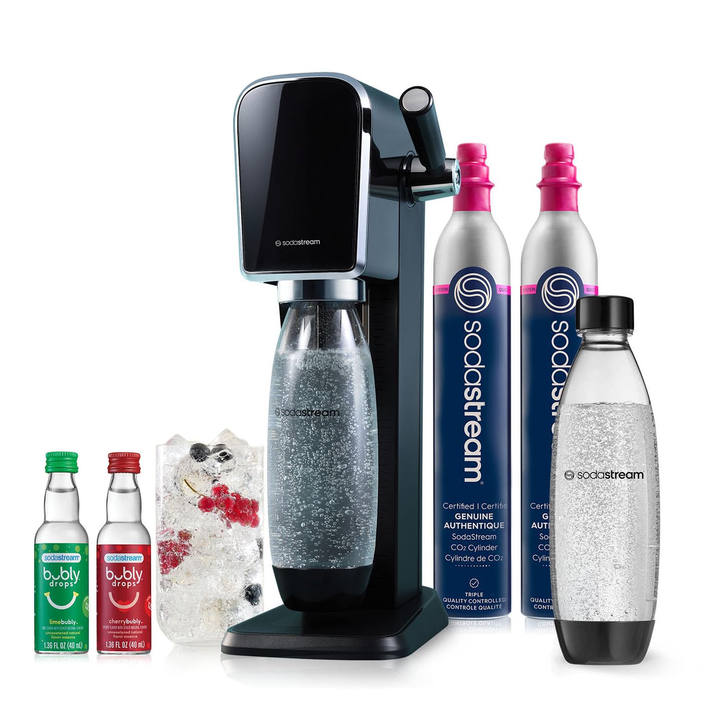 Pacote De Arte Sodastream Sparkling Water Maker Com Co2 Preto