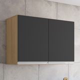 Armário De Cozinha Aéreo 80cm Com 2 Portas Andréia Amêndoa/preto - Ajl Móveis