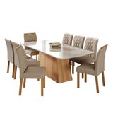 Sala De Jantar Helena 2,10 Com 8 Cadeiras Juliana Nature/off White/madeira/nude Cimol