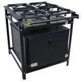 Fogão Industrial 4 Bocas Simples A Gás Alta Pressão Mr Fogões Com Forno E Grelhas De Aço P5