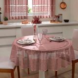 Toalha De Mesa Interlar Renda 100% Poliéster Redonda Color 150m 4 Lugares Rose