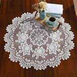 Centro Para Mesa Interlar Renda 100% Poliéster Rose Redonda Gardenia 75 Branco