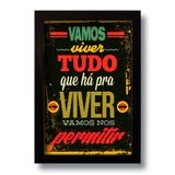 Quadro Decorativo Frase Motivacional Vamos Viver 33x43 Cm