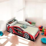 Cama Juvenil Carro Com Baú Vermelha