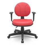 Cadeira Operativa Executiva Backplax Com Braço Couro Vermelho - Plaxmetal