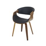 Cadeira Nicole Com Assento Ergonômico Em Pu E Estrutura Em Madeira, Design Moderno E Confortável Preto