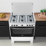 Fogão De Piso 6 Bocas A Gás Branco Itatiaia Waves Bivolt Com Acendimento Automático
