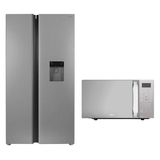 Geladeira Philco Side By Side 2 Portas Frost Free 486 Litros Inox PRF504ID + Micro-ondas Philco PMO23EB 20 Litros Espelhado 110V