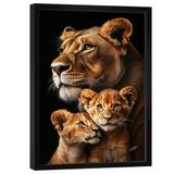 Quadro Decorativo Leoa E Dois Filhotes