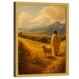 Quadro Decorativo Jesus E Cordeiro No Pasto
