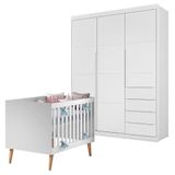 Berço Americano Ludmila E Guarda Roupa Blenda Branco Acetinado - Phoenix