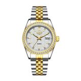 Relógio - Estilo Clássico, Mostrador Luminoso, Pulseira De Aço Inoxidável Dourado Prata