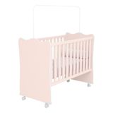 Berço Doce Sonho Rosa Acetinado Com Rodízios - Qmovi Rosa Acetinado