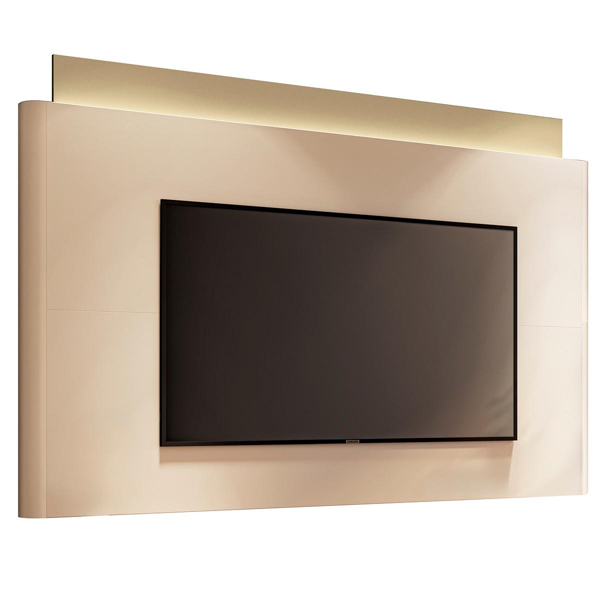 Painel Nobre Com Led Para Tv Até 85 Polegadas 208,5 Cm Off White/champanhe