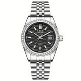 Relógio - Estilo Clássico, Mostrador Luminoso, Pulseira De Aço Inoxidável Preto