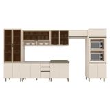 Cozinha Completa Connect 7 Peças Off White Com Cristaleira E Torre Quente 2 Fornos - Móveis Henn Off White