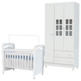 Berço Americano New Nanda E Guarda Roupa Mariah 3 Portas Branco Brilho Carolina