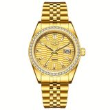 Relógio - Estilo Clássico, Mostrador Luminoso, Pulseira De Aço Inoxidável Dourado