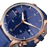 Relógio Preto Dourado De Luxo - Cronômetro Com Pulseira De Couro Rosa Dourado Azul