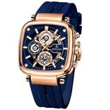 Relógio Masculino De Pulso Design Esportivo À Prova Dagua Azul Dourado