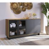 Aparador Para Sala Buffet Ambiente Vitória Noce Milano Preto Acetinado Colibri