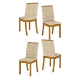 Cadeira Para Mesa De Jantar Isa Kit 04 Peças Linho Henn