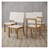 Cadeira Para Mesa De Jantar Ambiente Milla Kit 4 Peças Nature Linho - Henn