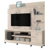 Estante Home Theater Alan Com Rodízios Calacata Off White Madetec