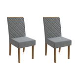 Cadeira Sala De Jantar Gardênia 2cad149 Madeirado Kit 2 Un Canela/linho Grafite - Kappesberg