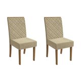 Cadeira Sala De Jantar Gardênia 2cad149 Madeirado Kit 2 Un Canela/boucle Bege - Kappesberg